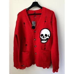 $1995 R13 Rare Distressed Sweater 100% Cashmere in Red New Size S Small